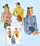1940s Vintage McCall Sewing Pattern 4580 WWII Misses Tucked Blouse Size 32 Bust
