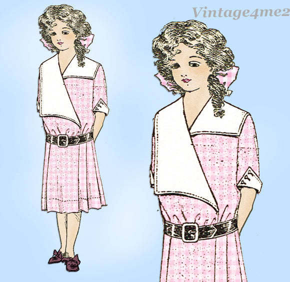 1910s Vintage McCalls Sewing Pattern 4764 Uncut Little Girls Dress Sz 12