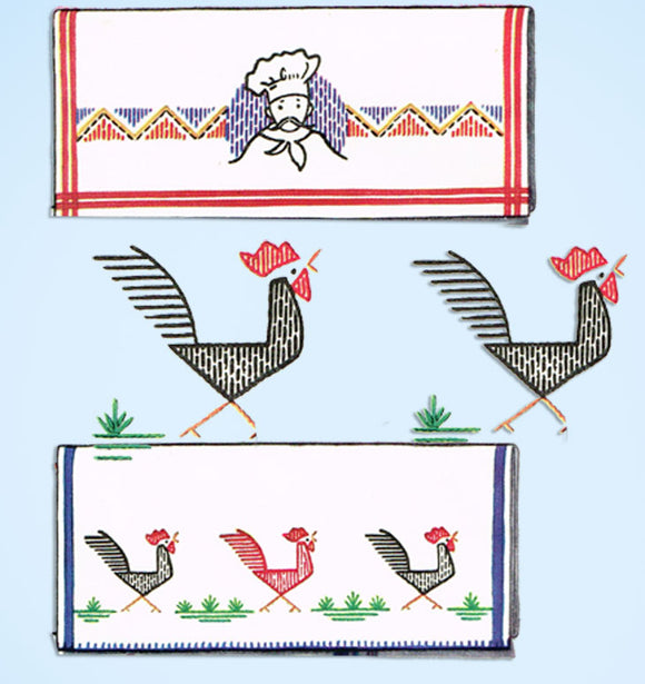 1930s VTG McCall Embroidery Transfer 502 Uncut Cross Stitch Tea Towel Motifs