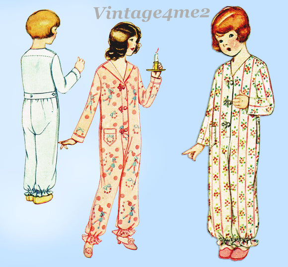 McCall 5035: 1930s Cute Toddler Girls One PC Pajamas Sz 3 Vintage Sewing Pattern