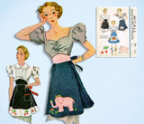 1930s Vintage McCall Sewing Pattern 506 Uncut Misses Applique Apron Fits All - Vintage4me2