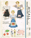1930s Vintage McCall Sewing Pattern 506 Uncut Misses Applique Apron Fits All - Vintage4me2