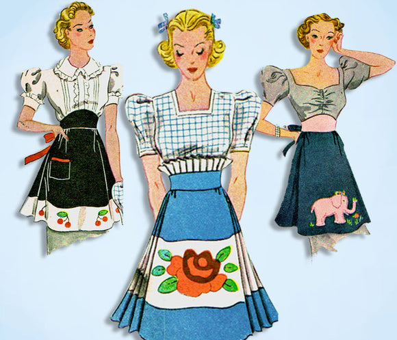 1930s Vintage McCall Sewing Pattern 506 Uncut Misses Applique Apron Fits All - Vintage4me2