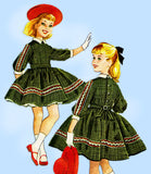 1950s Vintage McCalls Sewing Pattern 5087 Helen Lee Toddler Girls Dress Size 4