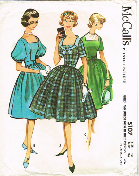 McCall's 5107: 1950s Stunning Misses Dress Size 36 Bust Vintage Sewing Pattern