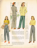 McCall 5319: 1940s Plus Size Women's Slacks Sz 34 Waist Vintage Sewing Pattern