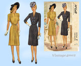 McCall 5334: 1940s WWII Misses Tucked Dress Size 30 Bust Vintage Sewing Pattern