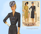 McCall 5334: 1940s WWII Misses Tucked Dress Size 30 Bust Vintage Sewing Pattern