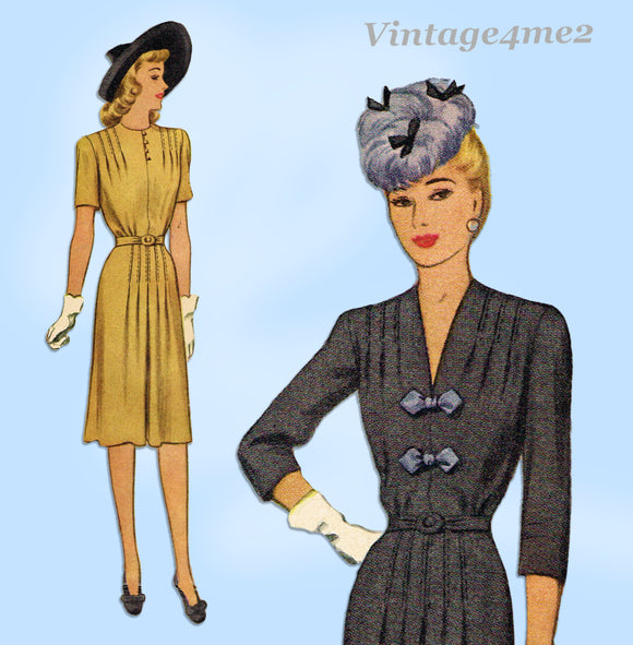 McCall 5334: 1940s WWII Misses Tucked Dress Size 30 Bust Vintage Sewing Pattern