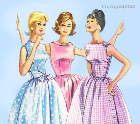 1960s Vintage McCall's Sewing Pattern 5359 Darling Uncut Misses Dress Sz 38 B