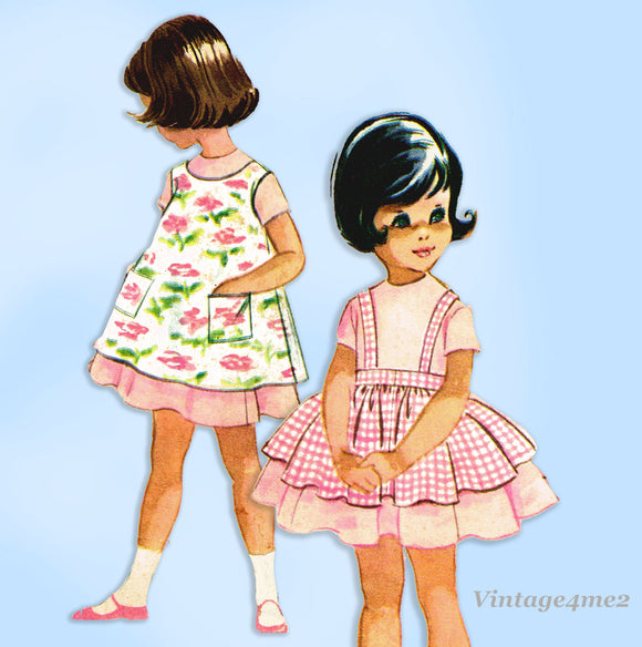 1960s Vintage McCalls Sewing Pattern 5616 Instant Toddler Girls Dress Sz 5