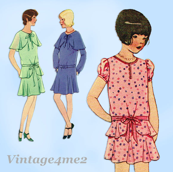 McCall 5777: 1920s Cute Uncut Girls Flapper Dress Size 10 Vintage Sewing Pattern