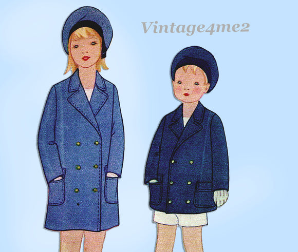 McCall 5809: 1920s Cute Uncut Toddlers Reefer Coat Size 2 Vintage Sewing Pattern