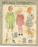 McCall 5879: 1920s Cute Little Girls Bloomer Dress Size 8 Vintage Sewing Pattern