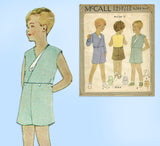 1930s Vintage McCalls Sewing Pattern 6244 Toddler Boys One Piece Suit Sz 4