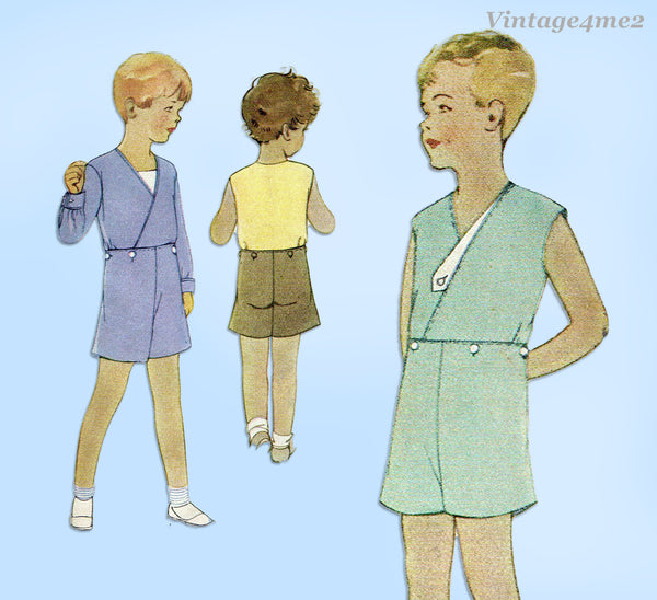 1930s Vintage McCalls Sewing Pattern 6244 Toddler Boys One Piece Suit Sz 4