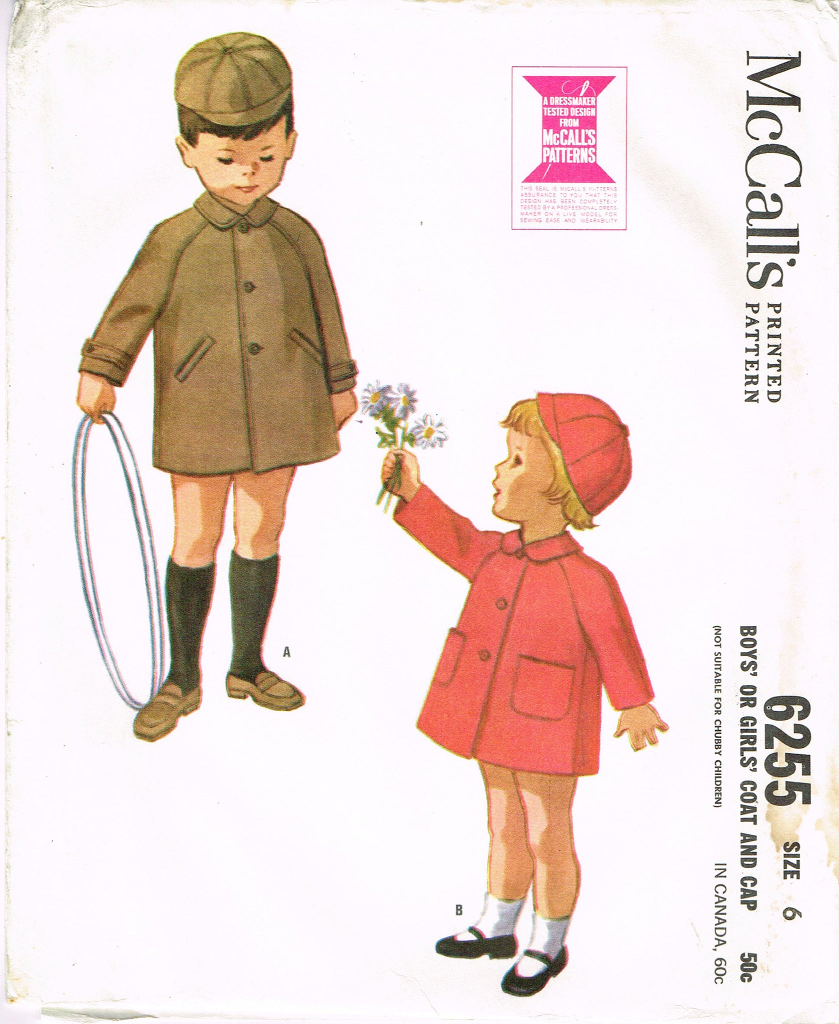 1960s Vintage MccCall's Sewing Pattern 6255 Uncut Toddler Boys Coat ...