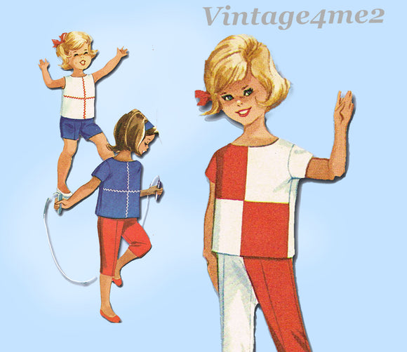 1960s Vintage McCalls Sewing Pattern 6299 Cute Toddler Girls Top and Pants