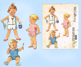 1960s Vintage McCall's Sewing Pattern 6302 Cute Baby Play Clothes Set Sz 2