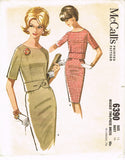 McCall's 6390: 1960s Stunning Misses Slender Dress Sz 36B Vintage Sewing Pattern