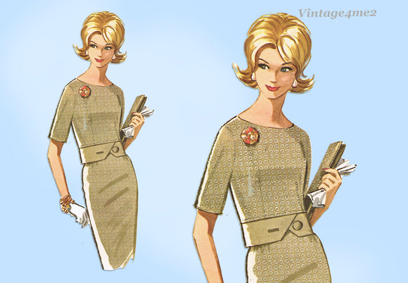 McCall's 6390: 1960s Stunning Misses Slender Dress Sz 36B Vintage Sewing Pattern