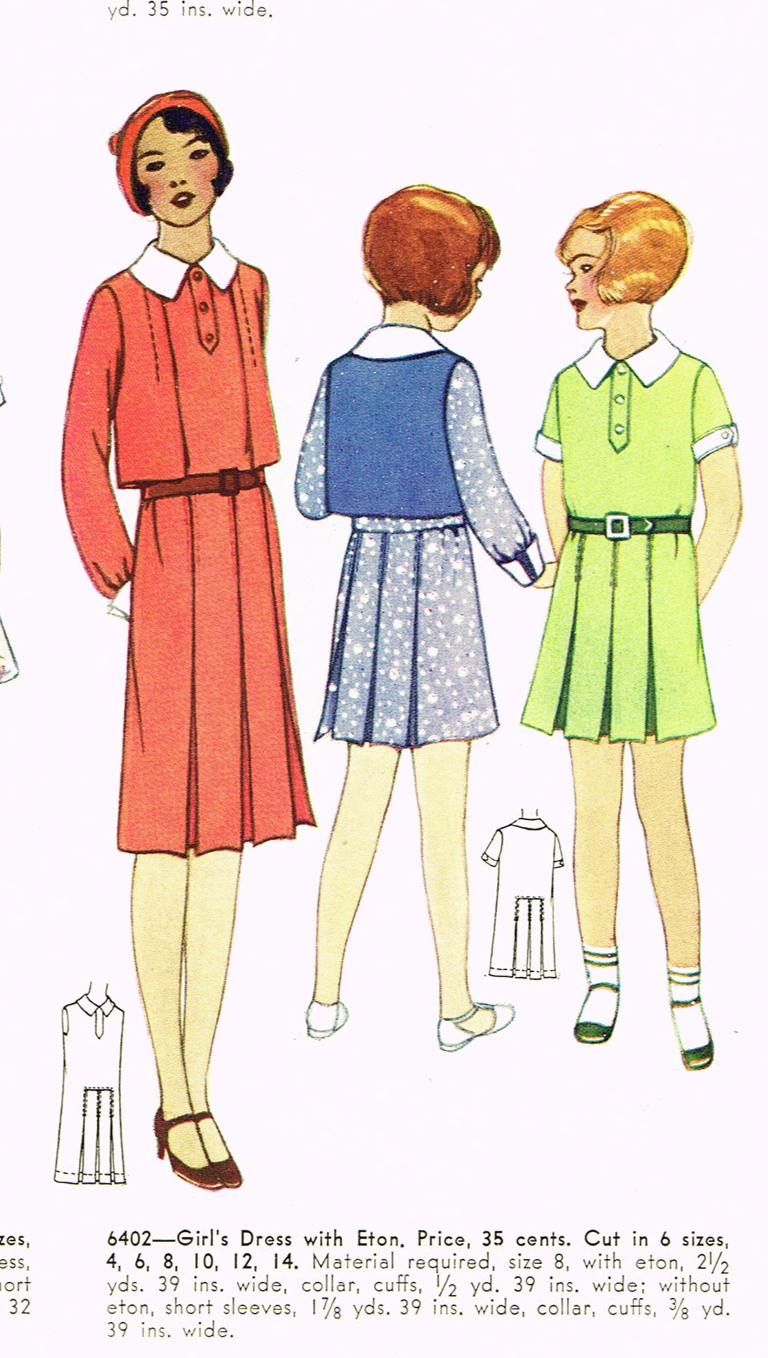 McCall 6402: 1920s Uncut Little Girls Eton Dress Size 10 Vintage
