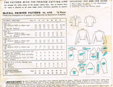 1940s Vintage McCall Sewing Pattern 6458 Plus Size Women's Bolero Set 42 Bust