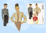 1940s Vintage McCall Sewing Pattern 6458 Plus Size Women's Bolero Set 42 Bust