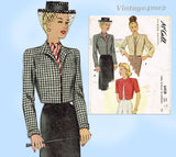 1940s Vintage McCall Sewing Pattern 6458 Plus Size Women's Bolero Set 42 Bust