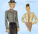 1940s Vintage McCall Sewing Pattern 6458 Plus Size Women's Bolero Set 42 Bust