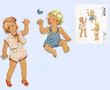 McCall 6490: 1940s Cute Baby Sunsuit or Romper Size 1 Vintage Sewing Pattern