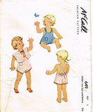 McCall 6490: 1940s Cute Baby Sunsuit or Romper Size 1 Vintage Sewing Pattern