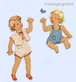 McCall 6490: 1940s Cute Baby Sunsuit or Romper Size 1 Vintage Sewing Pattern