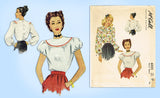 McCall 6523: 1940s Lovely Misses Blouse Size 36 Bust Vintage Sewing Pattern