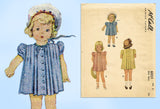 McCall 6551: 1940s Uncut Toddler Girls Tucked Dress Sz 2 Vintage Sewing Pattern
