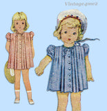 McCall 6551: 1940s Uncut Toddler Girls Tucked Dress Sz 2 Vintage Sewing Pattern