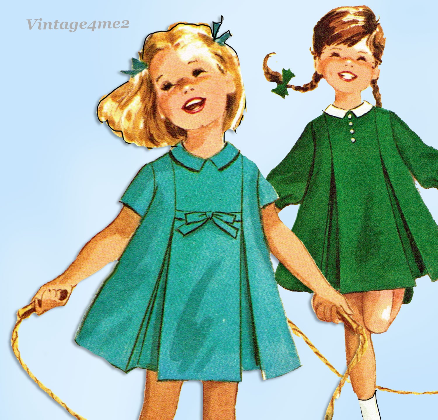 1960s VTG McCall's Sewing Pattern 6552 Toddler Girls Flared Dress Sz 3 – Vintage4me2