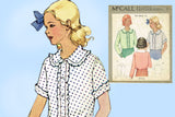 McCall 6559: 1930s Cute Uncut Girls Blouse Size 8 Vintage Sewing Pattern