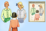 McCall 6559: 1930s Cute Uncut Girls Blouse Size 8 Vintage Sewing Pattern