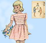 1940s Vintage McCall Sewing Pattern 6703 Toddler Girls Tucked Dress Size 3