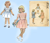 1940s Vintage McCall Sewing Pattern 6703 Toddler Girls Tucked Dress Size 3