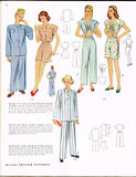 1940s Vintage McCall's Sewing Pattern 6718 Uncut Misses Pajamas Set Size 36 Bust -Vintage4me2