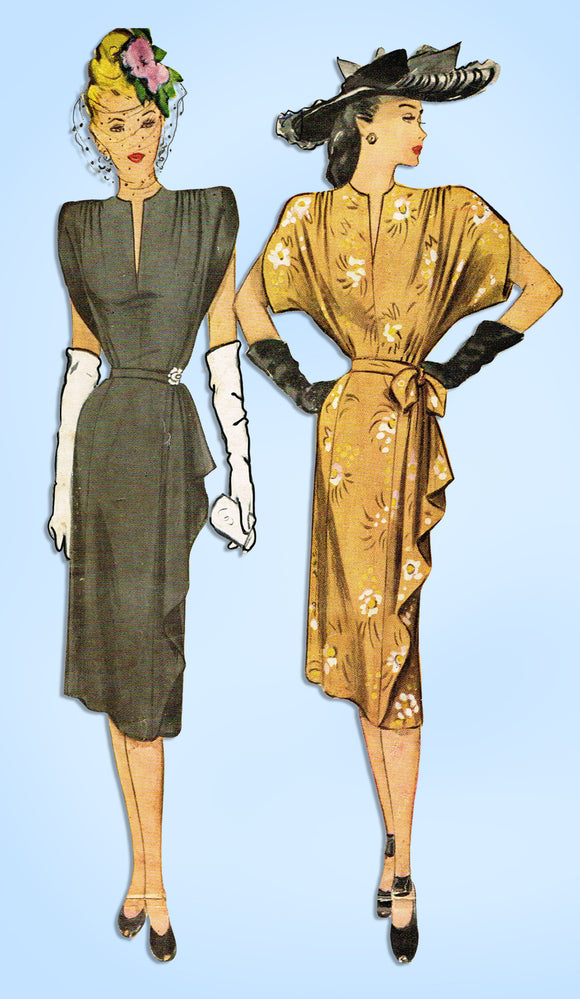 McCall 6751: 1940s Misses Cascading Cocktail Dress Sz 30B Vintage Sewing Pattern - Vintage4me2