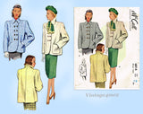 McCall 6814: 1940s Stunning Misses Boxy Jacket Size 32 B Vintage Sewing Pattern