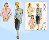 McCall 6846: 1940s Stunning Misses Tailored Jacket 32 B Vintage Sewing Pattern