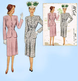 McCall 6857: 1940s Lovely Misses Two PC Suit Size 36 Bust Vintage Sewing Pattern