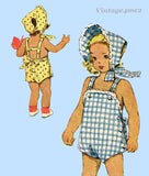 McCall 6894: 1940s Sweet Baby's Sun Suit & Bonnet Size 2 Vintage Sewing Pattern
