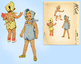 McCall 6894: 1940s Sweet Baby's Sun Suit & Bonnet Size 2 Vintage Sewing Pattern