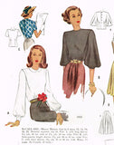 McCall 6923: 1940s Misses Blouse w Puff Sleeves Sz 34 B Vintage Sewing Pattern - Vintage4me2