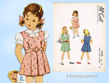 McCall 7125: 1940s Cute Uncut Girls Jumper Dress Sz 8 Vintage Sewing Pattern